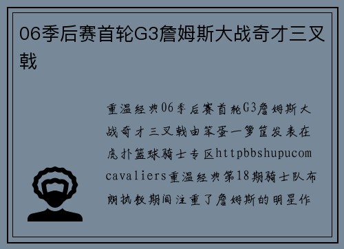 06季后赛首轮G3詹姆斯大战奇才三叉戟